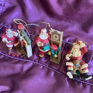 Danbury Mint Vintage Coca-Cola Lot of 3 Santa Sledding Clock Fireplace Sled Bear